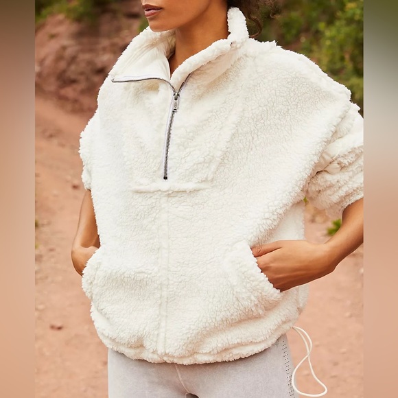Free People Tops - Free People Nantucket Fleece Ivory White Half Zip Pullover Size Medium NWT